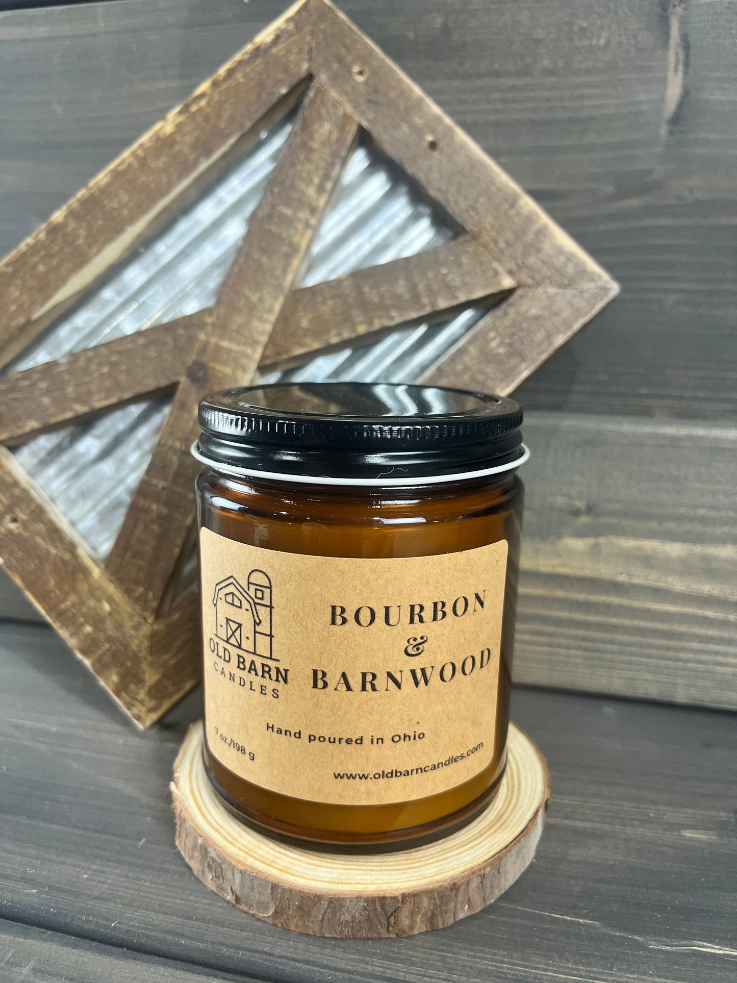 Bourbon & Barnwood Amber Jar Candle