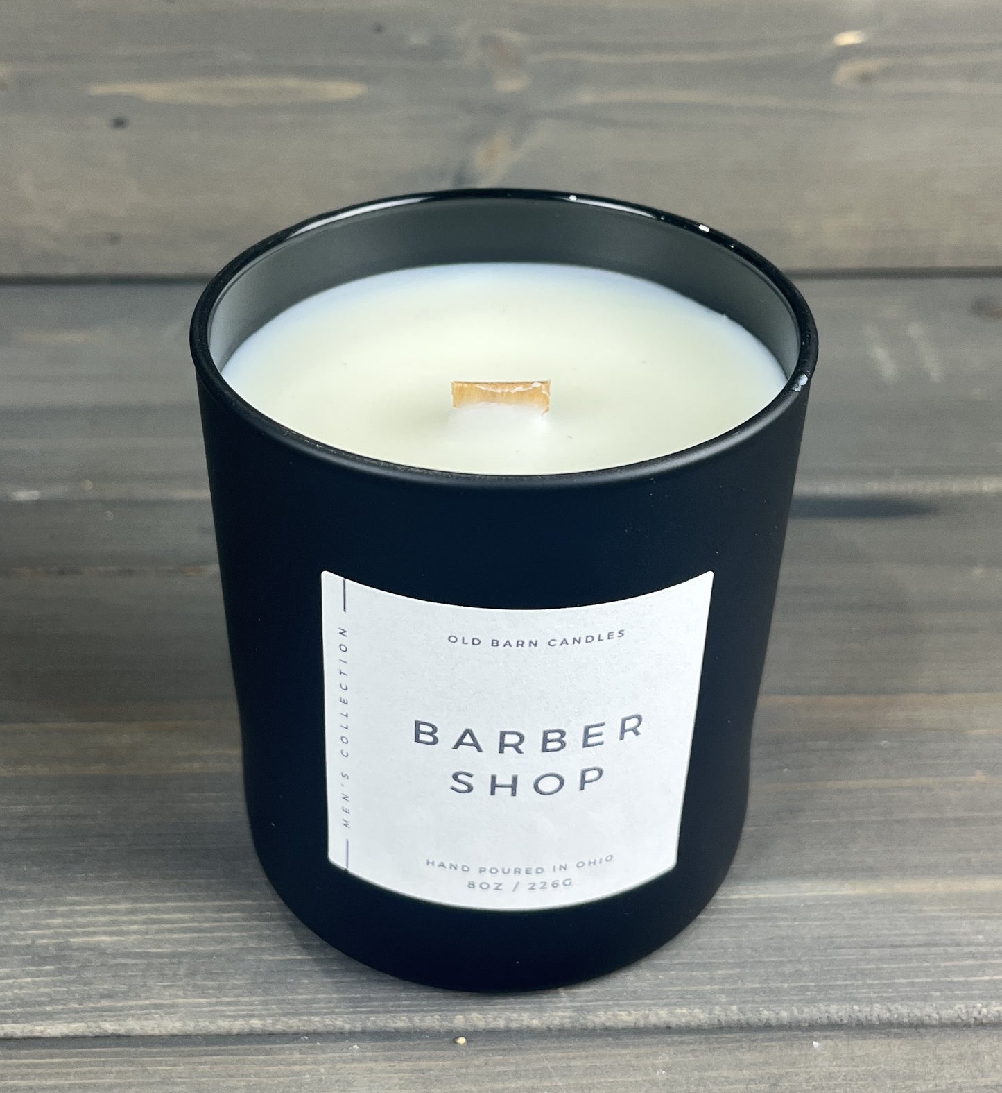 Barber Shop Matte Black Wood Wick Candle