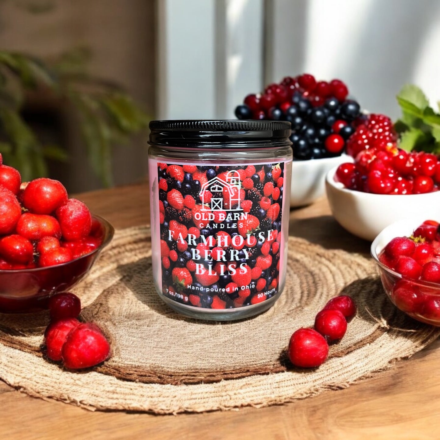 Farmhouse Berry Bliss 9 oz. Clear Jar